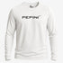 White long-sleeve shirt with 'Pepini' logo on a white background